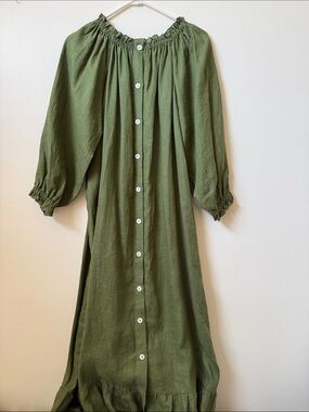 SLEEPER brand slow fashion 100% linen loungewear dress nightgown style button